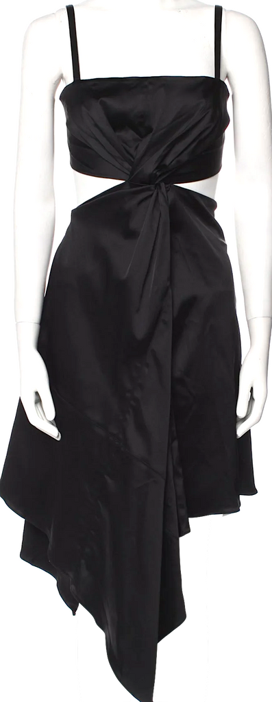 J.W. Anderson UK. Black Acetate/Elastane Square Neckline Long Dress