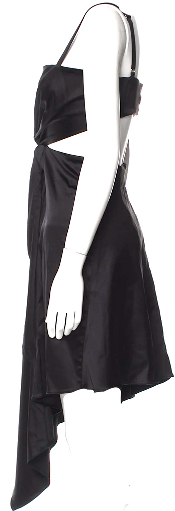 J.W. Anderson UK. Black Acetate/Elastane Square Neckline Long Dress