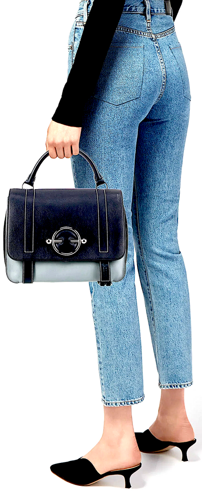 J.W. Anderson UK. Blue/Black Leather Top Handle Bag