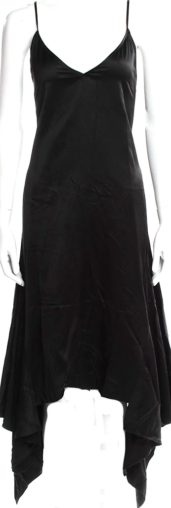J.W. Anderson UK. Black Viscose V-Neck Midi Length Dress