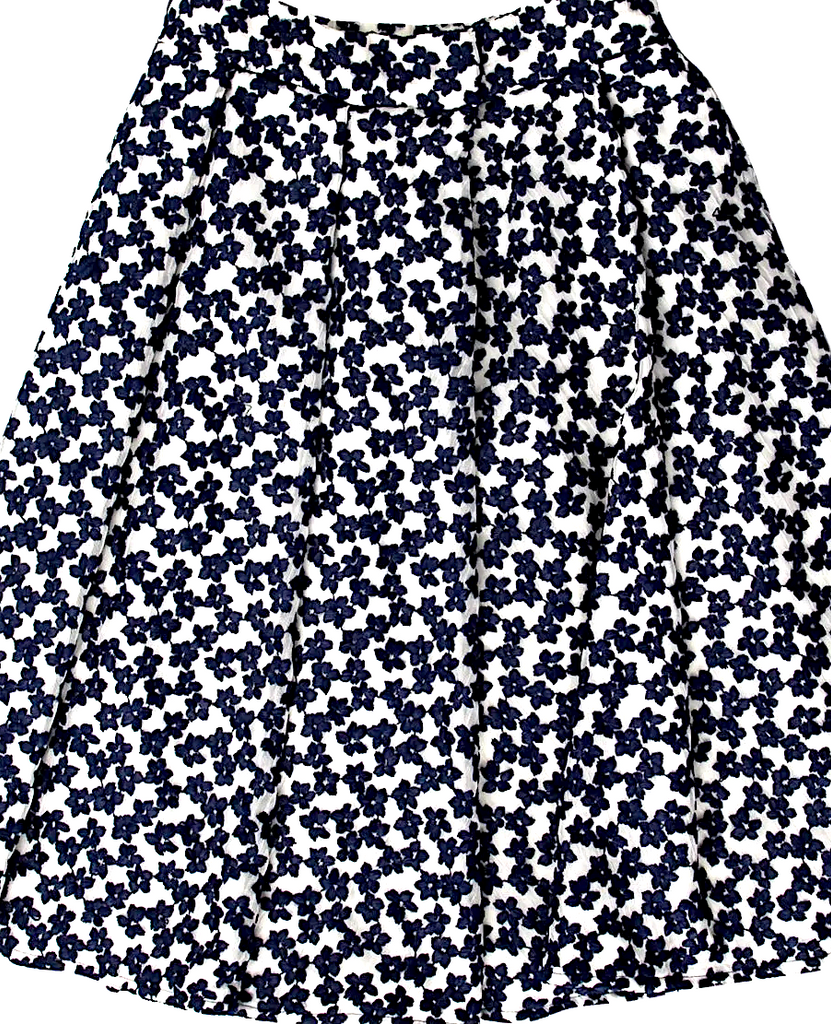 J.W. Anderson UK. Blue Floral Print Silk Knee-Length Skirt
