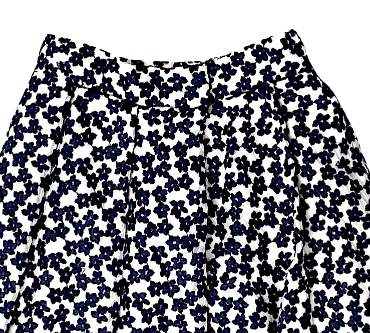 J.W. Anderson UK. Blue Floral Print Silk Knee-Length Skirt