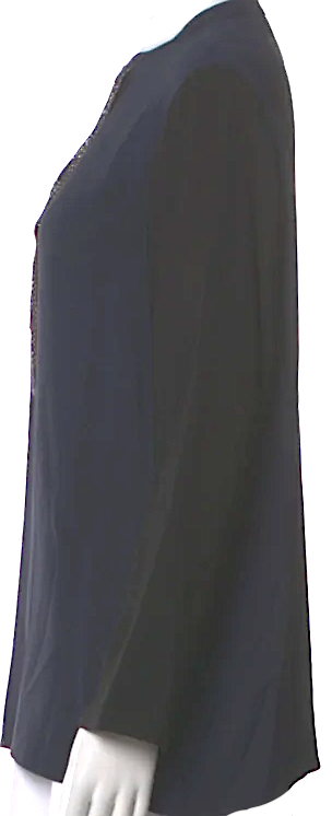Lanvin PARIS. Vintage Grey Beaded Accent Long Sleeve Blouse