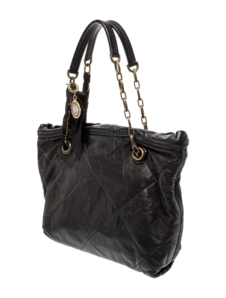Lanvin Paris. Black Leather Shoulder Bag