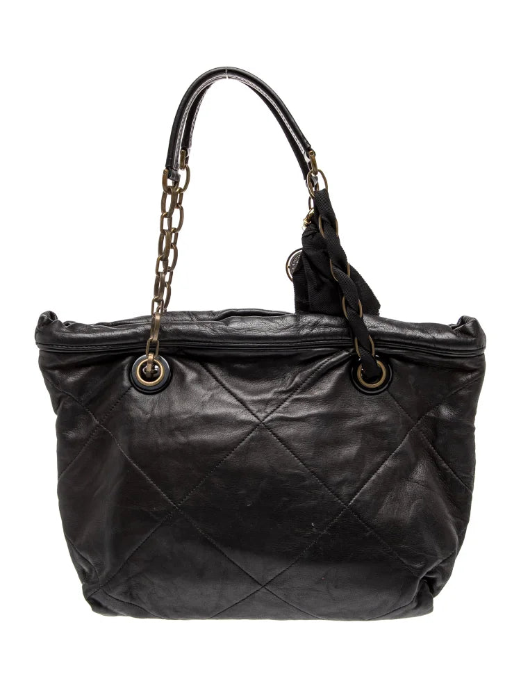 Lanvin Paris. Black Leather Shoulder Bag