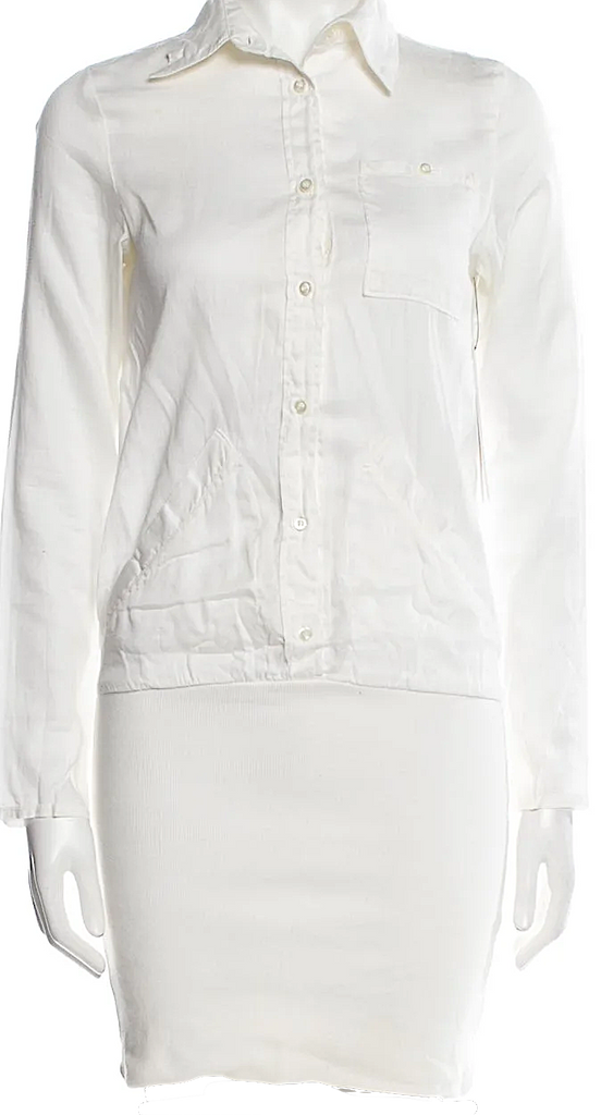 MAISON MARGIELA Paris. Neutrals/White Shirt-Dress Mini Dress