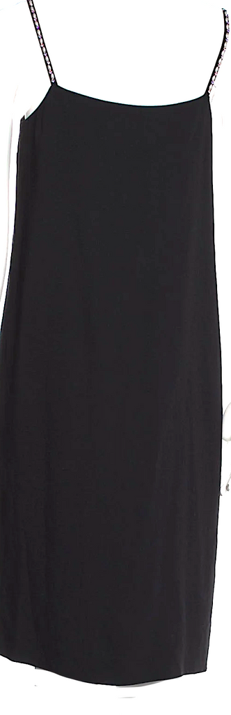 Maison Martin Margiela Paris. Black Acetate Blend, Beaded & Crystal Accents Knee-Length Dress