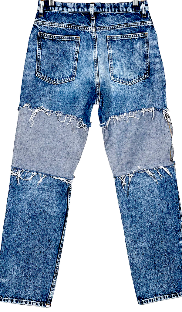 Maison Martin Margiela Paris. Dark Denim Switching Fabric High-Rise Jeans