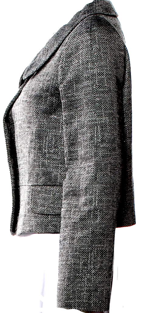 Marni Italy. Grey Wool Blend Tweed Pattern Evening Jacket