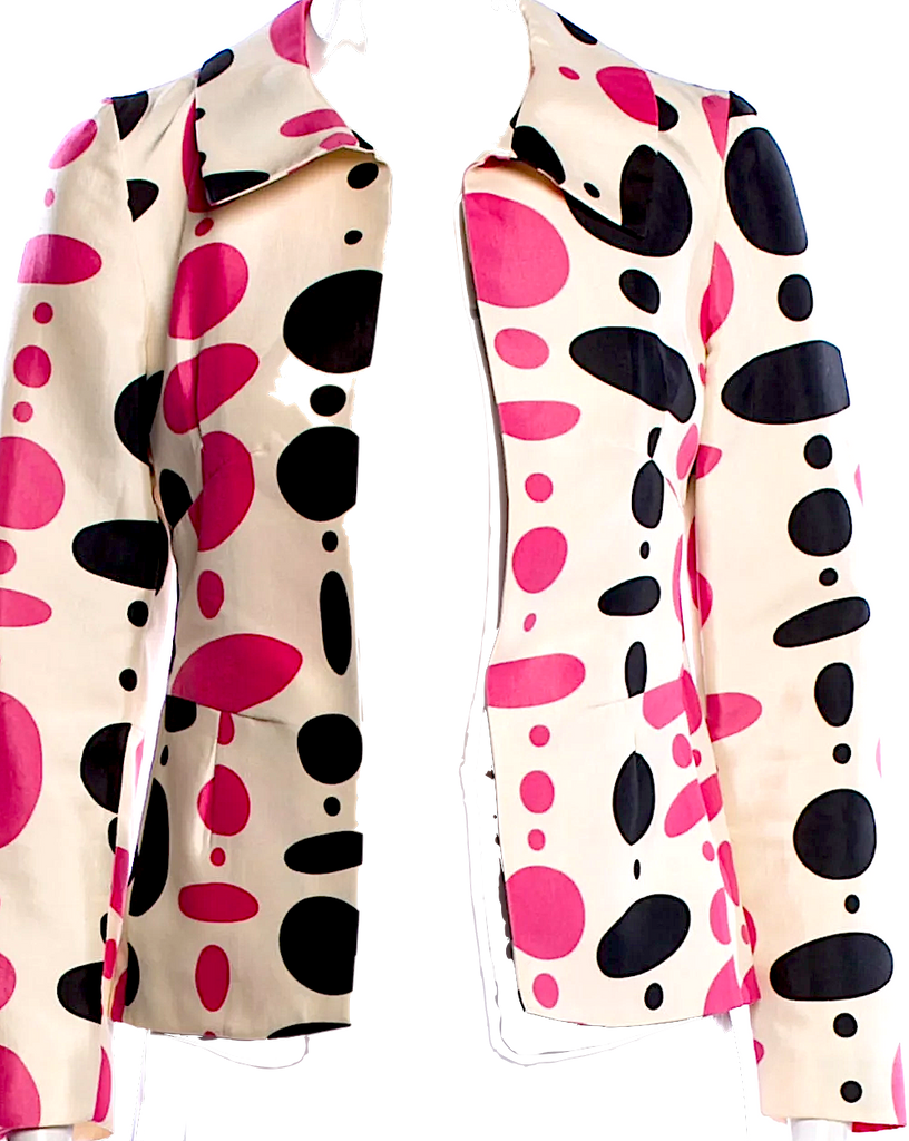 Marni Italy. Polka Dot Cotton/Silk Blend Print Blazer