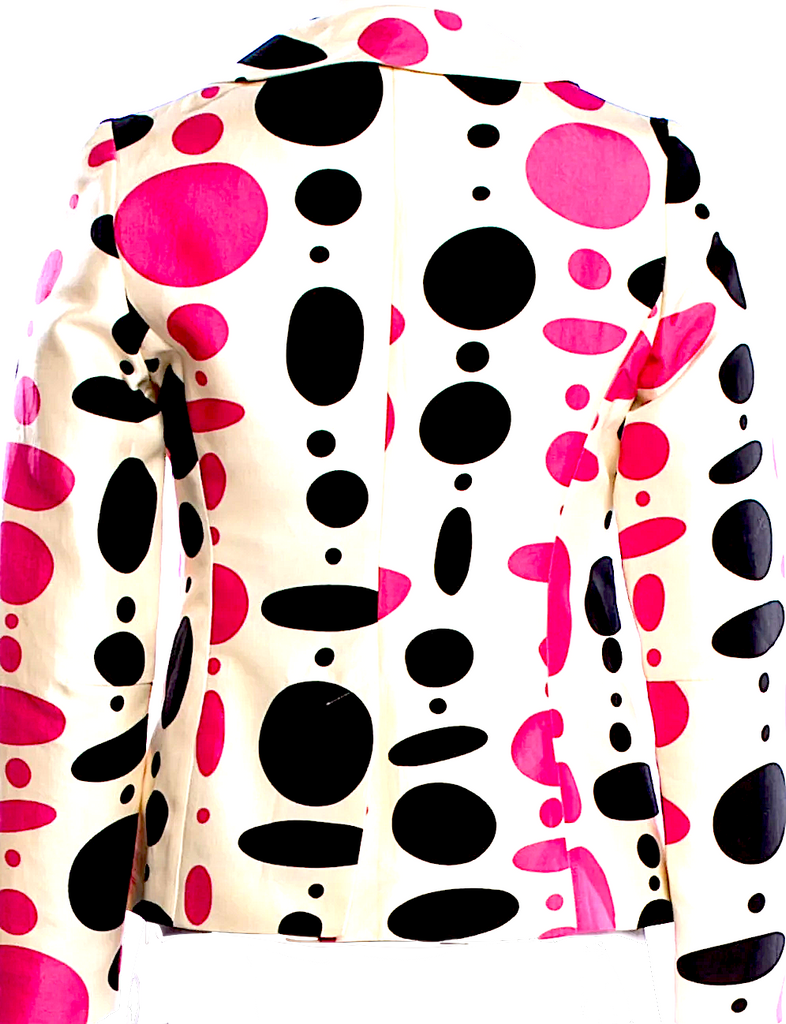 Marni Italy. Polka Dot Cotton/Silk Blend Print Blazer