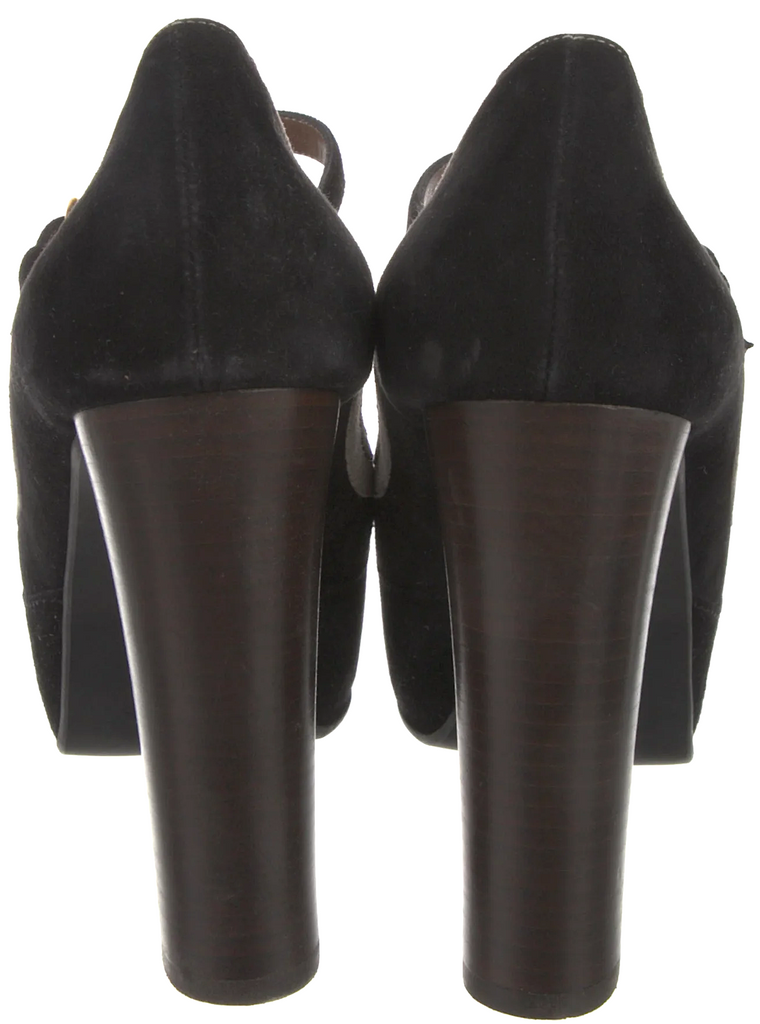 Marni Italy. Black Suede "Mary Jane" Pumps