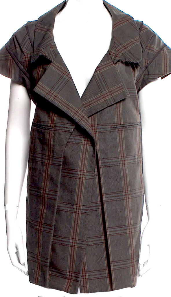 Marni Italy. Grey Plaid Cross-Over Mini Dress