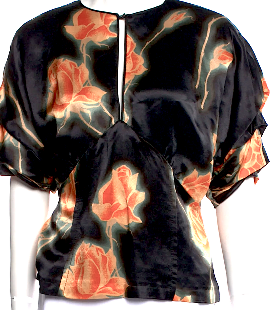 Meryll Rogge Belgium 2025 Andam Paris Fashion Prize Winner! Viscose/Silk Floral Print Crew Neck Blouse