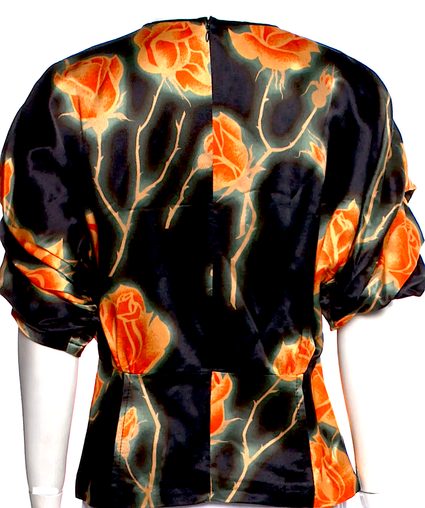 Meryll Rogge Belgium 2025 Andam Paris Fashion Prize Winner! Viscose/Silk Floral Print Crew Neck Blouse