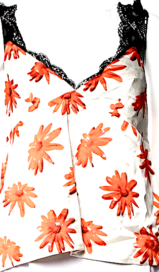 Meryll Rogge Belgium/Milan. (Dries Van Noten, now Marni Designer) Viscose Blend Floral Print V-Neck Top