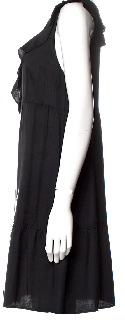 MIU MIU Italy. Black Viscose Vintage V-Neck Mini Dress