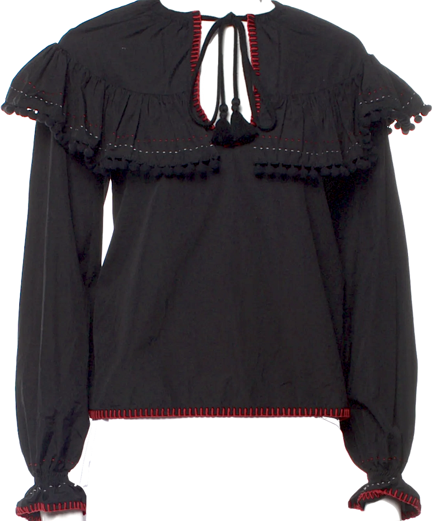 Miu Miu. 2018 Collection. Black Cotton/Polymaid Tie Blouse