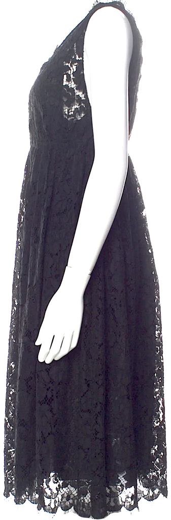 MIU MIU ITALY. Black Cotton/Viscose Lace Accent 2005 Collection Dress