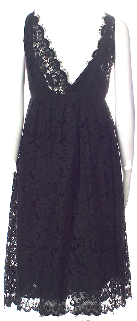MIU MIU ITALY. Black Cotton/Viscose Lace Accent 2005 Collection Dress