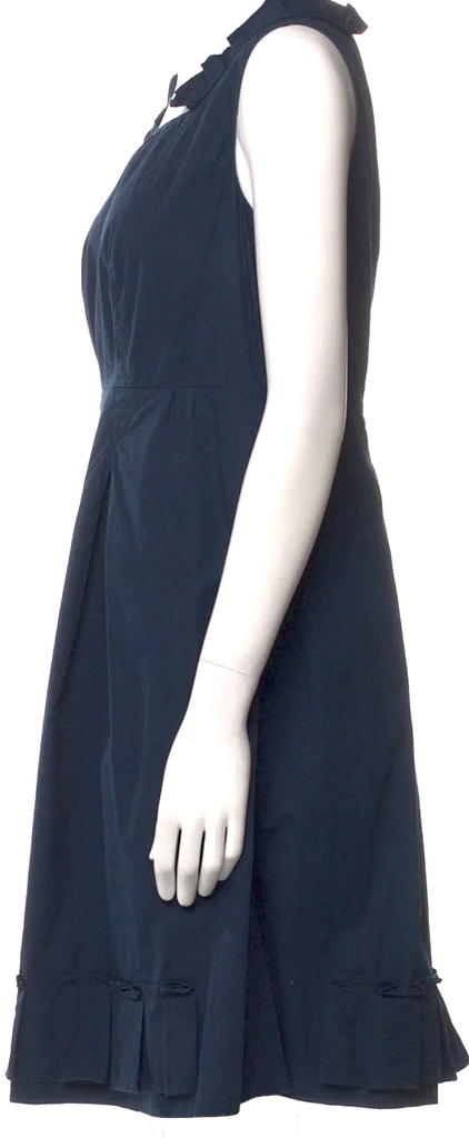 MIU MIU ITALY. Blue Pleated Accent Cotton 2006 Collection Dress