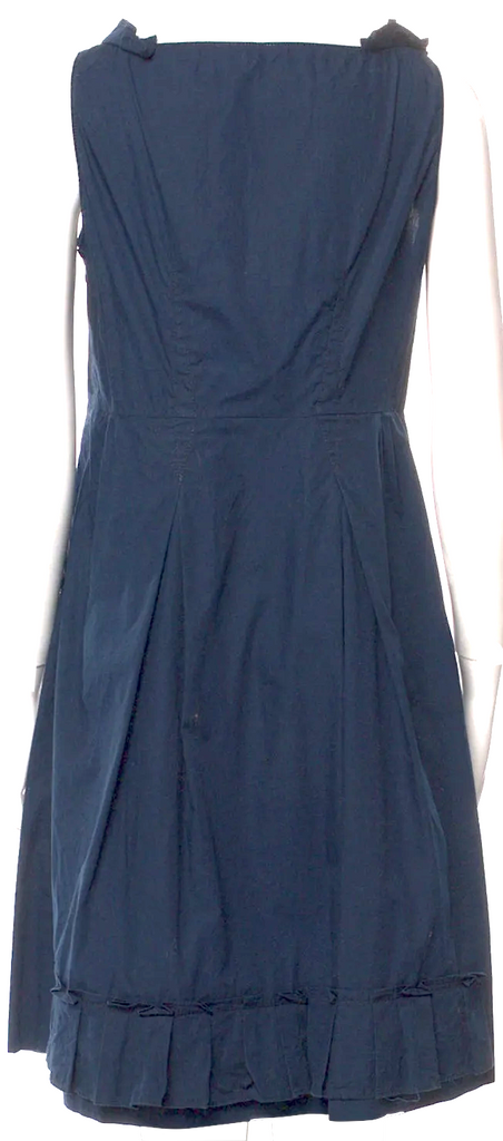 MIU MIU ITALY. Blue Pleated Accent Cotton 2006 Collection Dress