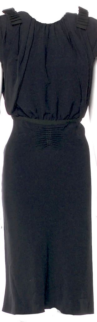 Miu Miu Italy. Vintage 2011 Collection Viscose/Acetate Blend Black Backless Midi Length Dress