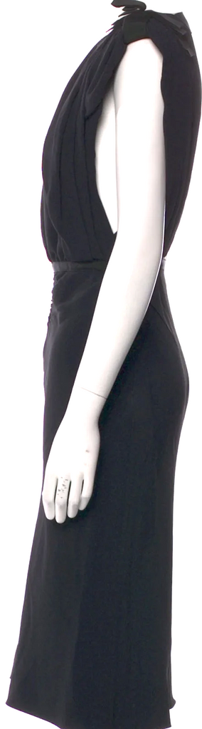 Miu Miu Italy. Vintage 2011 Collection Viscose/Acetate Blend Black Backless Midi Length Dress