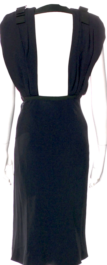 Miu Miu Italy. Vintage 2011 Collection Viscose/Acetate Blend Black Backless Midi Length Dress