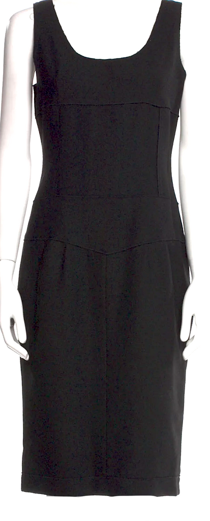 Miu Miu Italy. 2006 Collection Black Virgin Wool/Nylon Blend Vintage Knee-Length Dress
