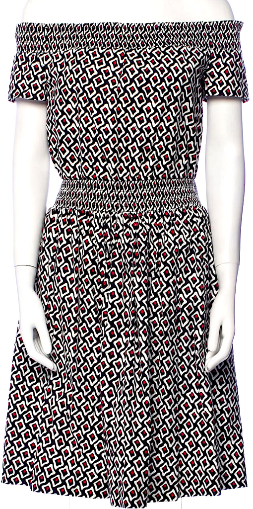 Prada Italy. 2014 Collection Off The Shoulder Cotton Blend Mini Dress