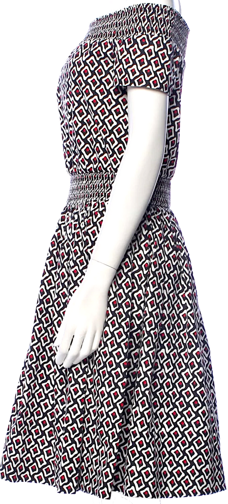 Prada Italy. 2014 Collection Off The Shoulder Cotton Blend Mini Dress