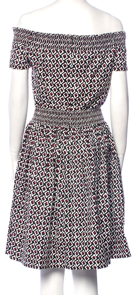 Prada Italy. 2014 Collection Off The Shoulder Cotton Blend Mini Dress