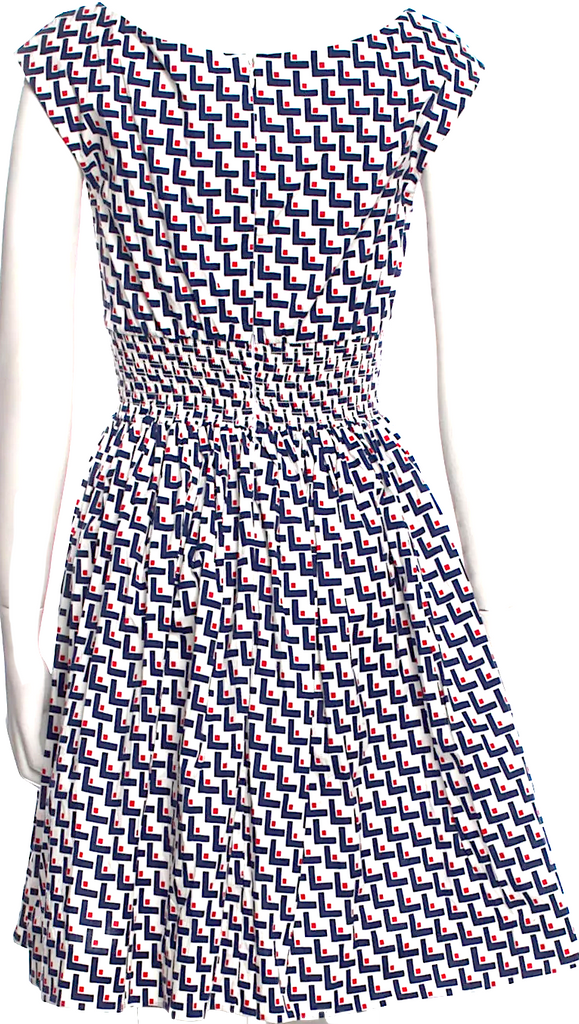 Prada Italy. 2014 Collection. Cotton/Elastane Blend Printed Knee-Length Dress