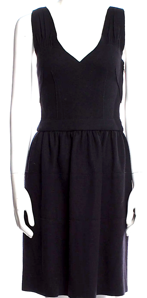 Prada Italy. Black Viscose/Poly Blend Knee-Length Dress