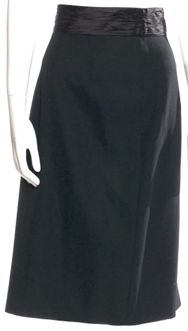 Prada Italy. Nylon Blend Black Gather Wrap Skirt
