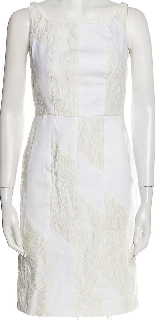PRADA ITALY. White Cotton Blend Sleeveless Sheath Dress