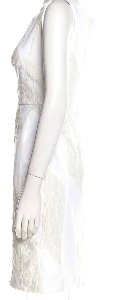 PRADA ITALY. White Cotton Blend Sleeveless Sheath Dress