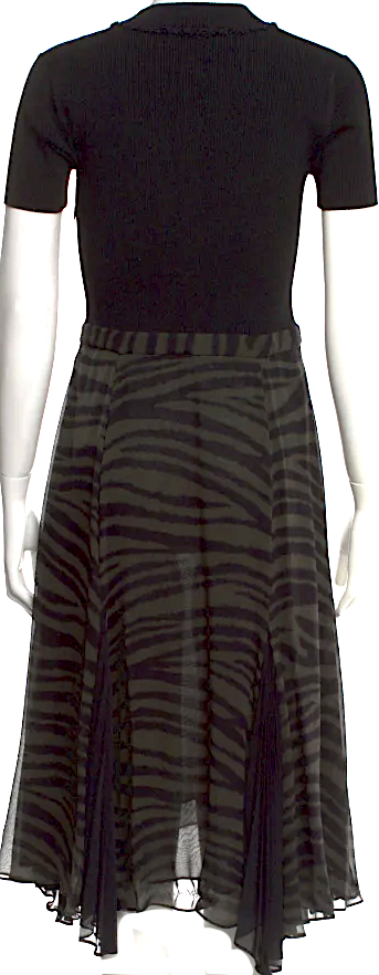 Proenza Schouler NY. Black Silk Midi Length Dress