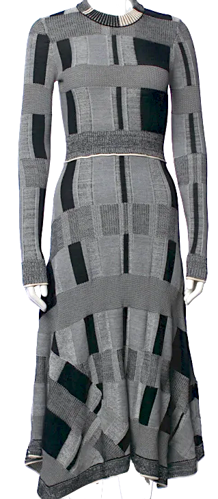 Proenza Schouler NY. Collection. Colorblock Pattern Midi Length Dress
