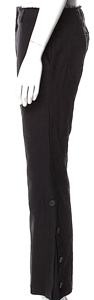 Proenza Schouler NY. Black Mid-Rise Raw-Edge Trim Wide Leg Pants