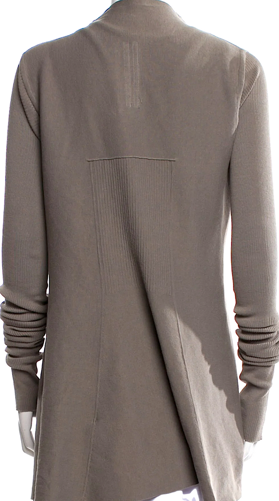 Rick Owens PARIS. Grey Striped V-Neck Open Sweater