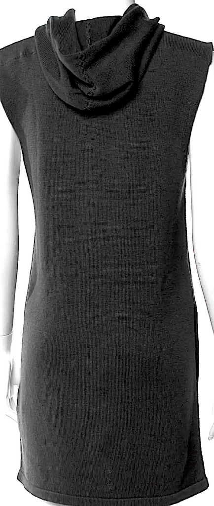 Rick Owens Paris. Dark Grey Merino Wool Mini Dress w/Hooded Accent