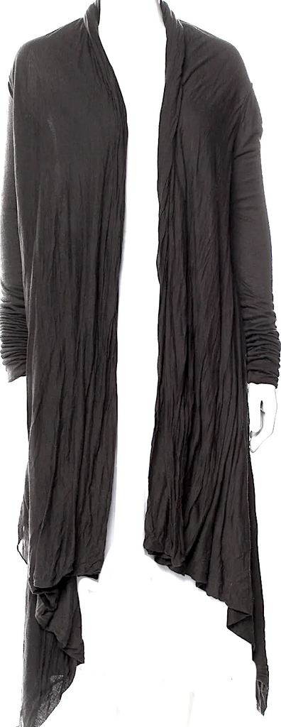Rick Owens Paris. Dark Grey Wool Open Front Tunic