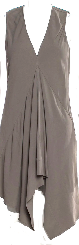 Rick Owens Paris. Grey Silk Knee-Length Dress