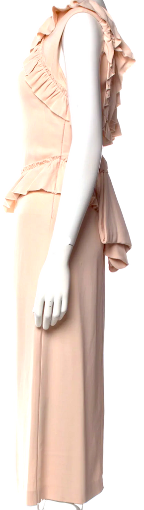 SIMONE ROCHA UK. Pink Bateau Neck Ruffle Embellishments Midi Length Dress