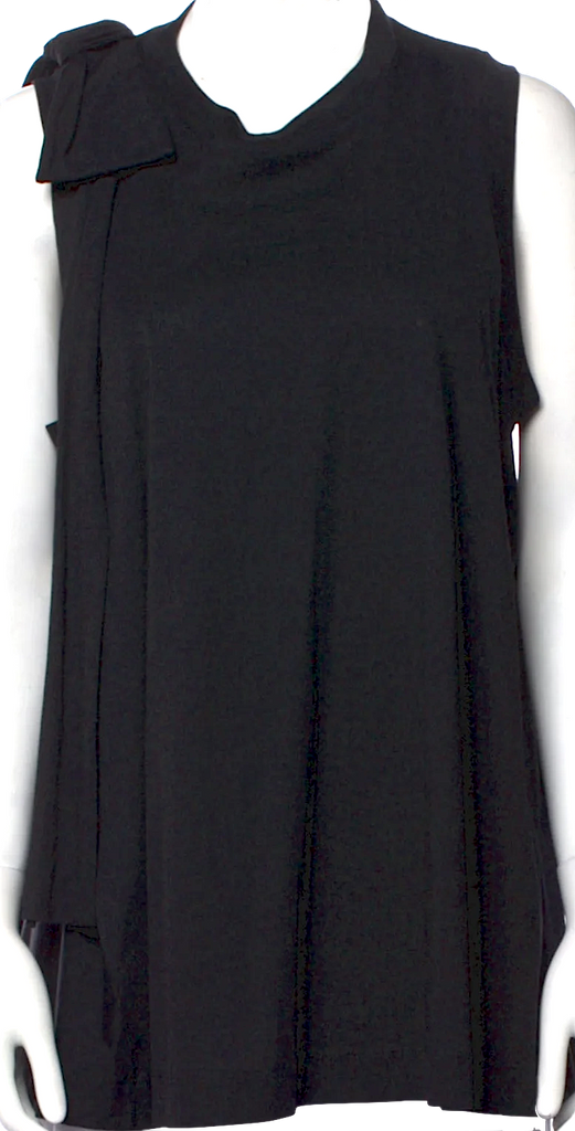 SIMONE ROCHA UK. Black Supima Cotton Cowl Neck Sleeveless Tunic