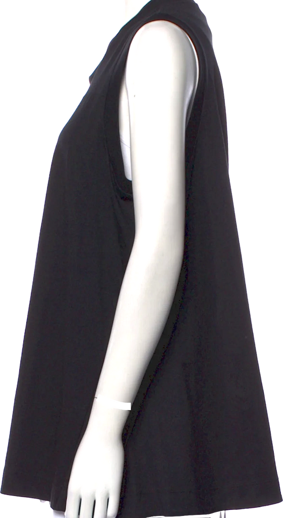 SIMONE ROCHA UK. Black Supima Cotton Cowl Neck Sleeveless Tunic