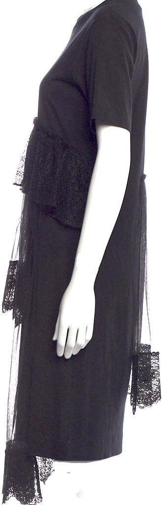 Simone Rocha Paris. Black Supima Cotton Midi Length Dress