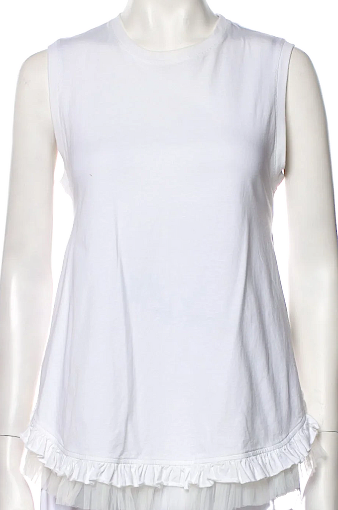 Simone Rocha UK. White Crew Neck Sleeveless Top
